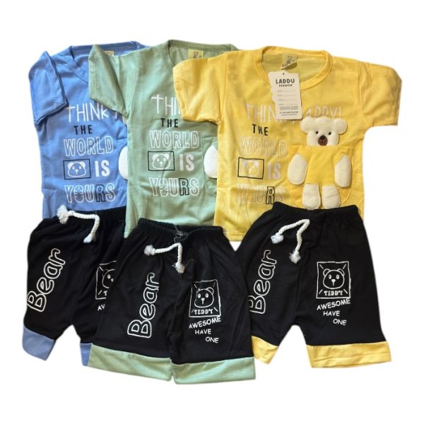 Teddy Bear Printed Baby Dress – Soft Cotton (Size 2-3)