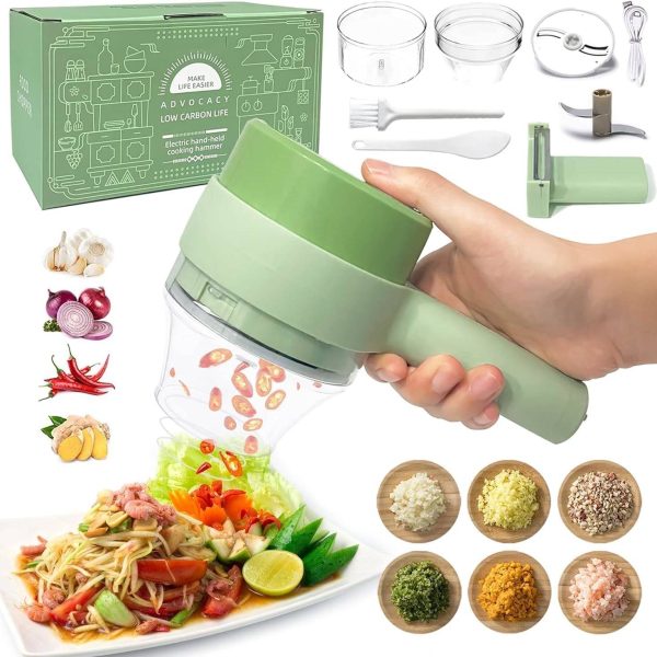 4-in-1 Handheld Rechargeable Food Chopper – Multifunctional Vegetable Cutter & Chopper