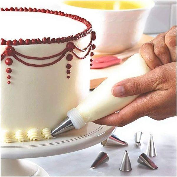 Cake Decorating Set – Stainless Steel Nozzles & Piping Bags